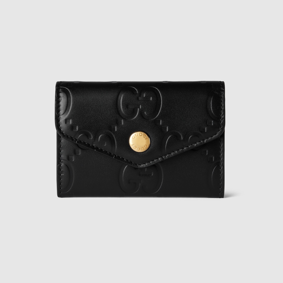Portacarte GG in pelle nera con motivo GG GUCCI Italia