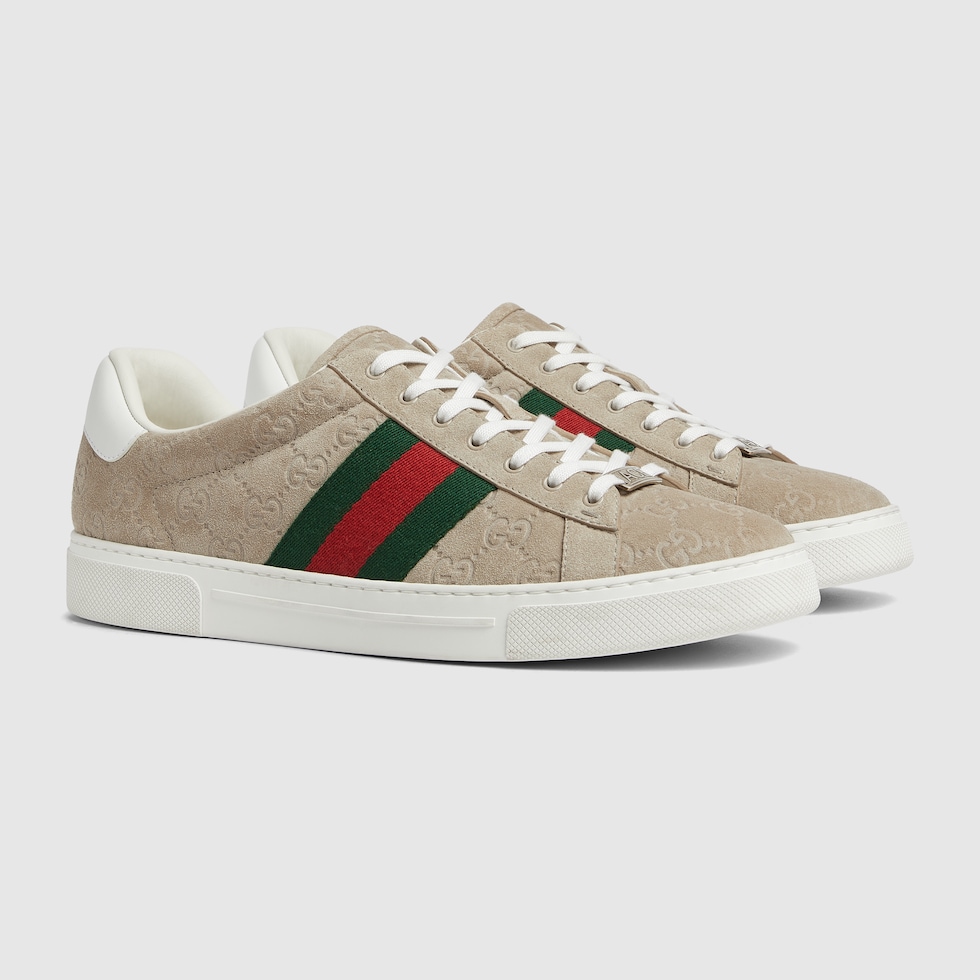 Sneakers Gucci Ace con tribanda Web para hombre inante GG beige GUCCI MX