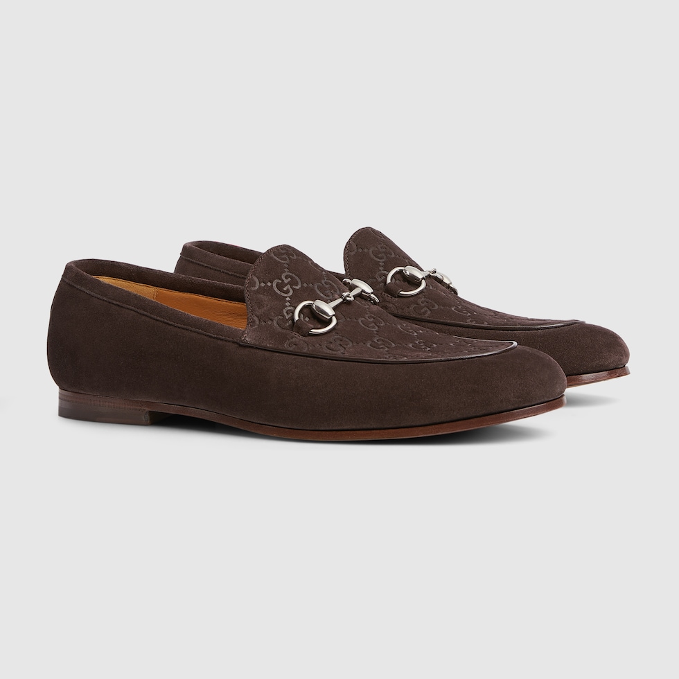 Men s loafer with Horsebit in dark brown suede GUCCI UK