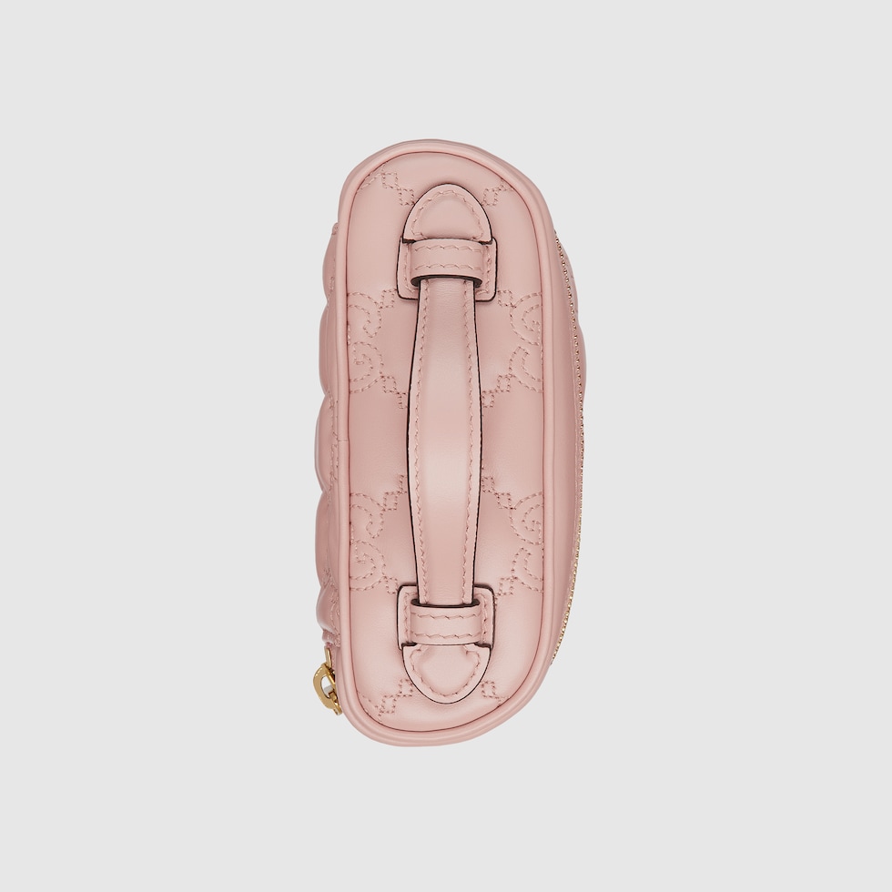 GG Matelassé top handle mini bag in light pink leather