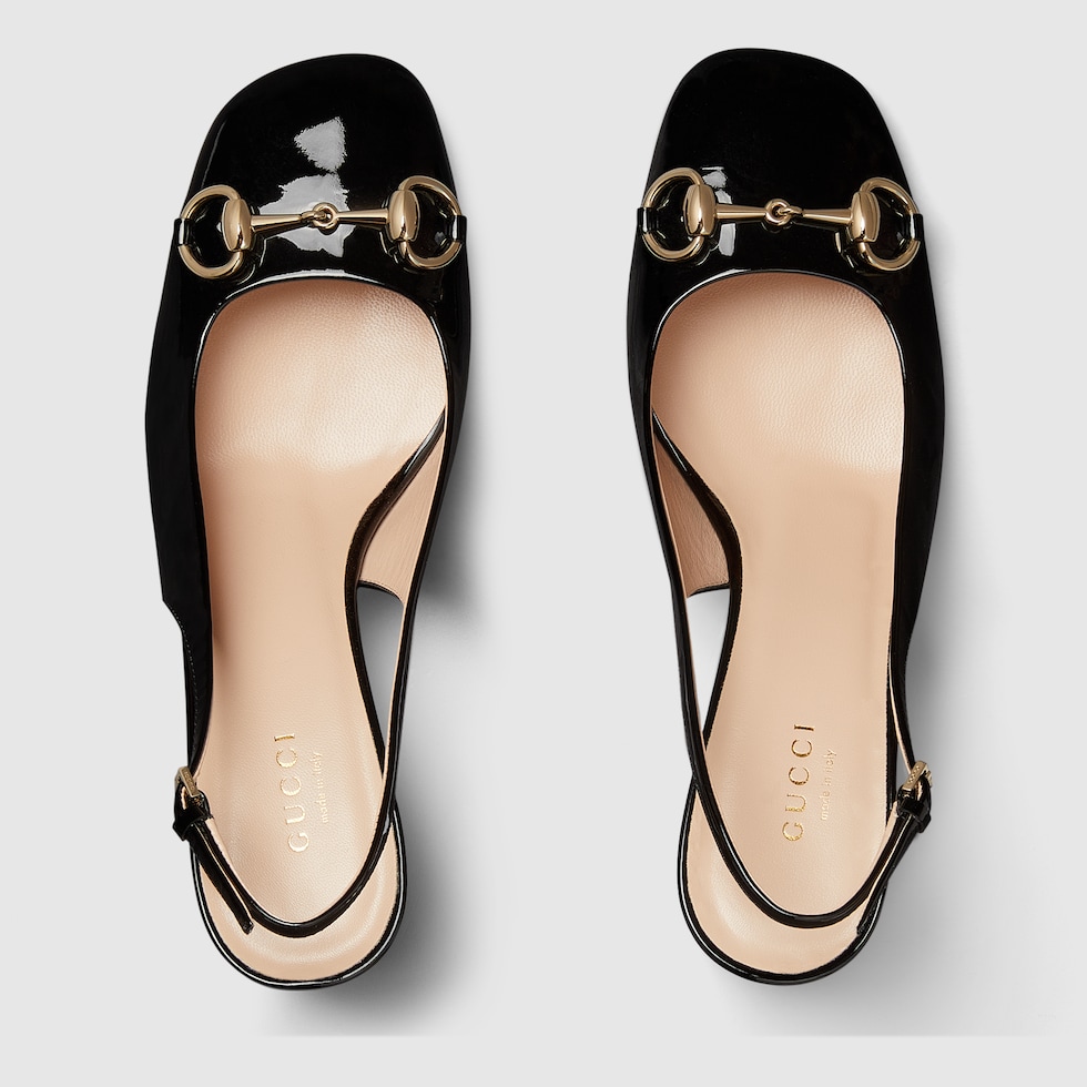Women s Horsebit slingback in black patent leather GUCCI GR