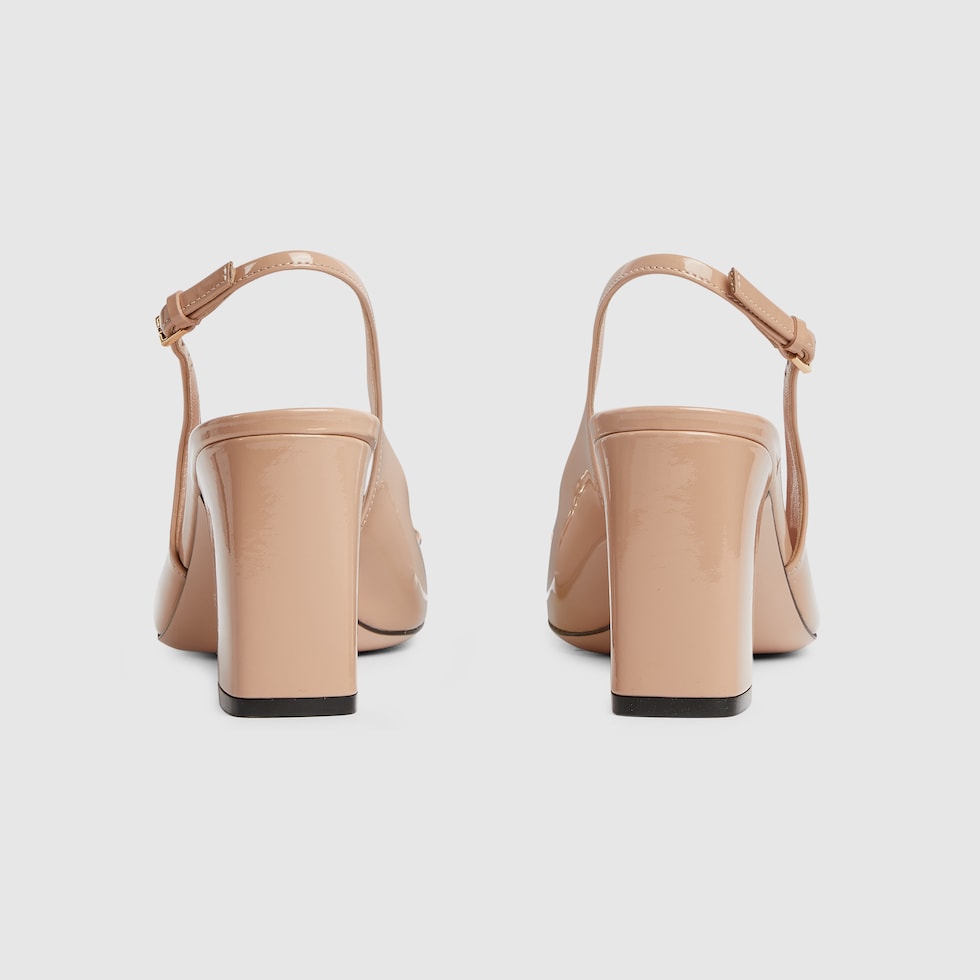 Women's Horsebit slingback in rose beige patent leather Women's Horsebit slingback in rose beige patent leather