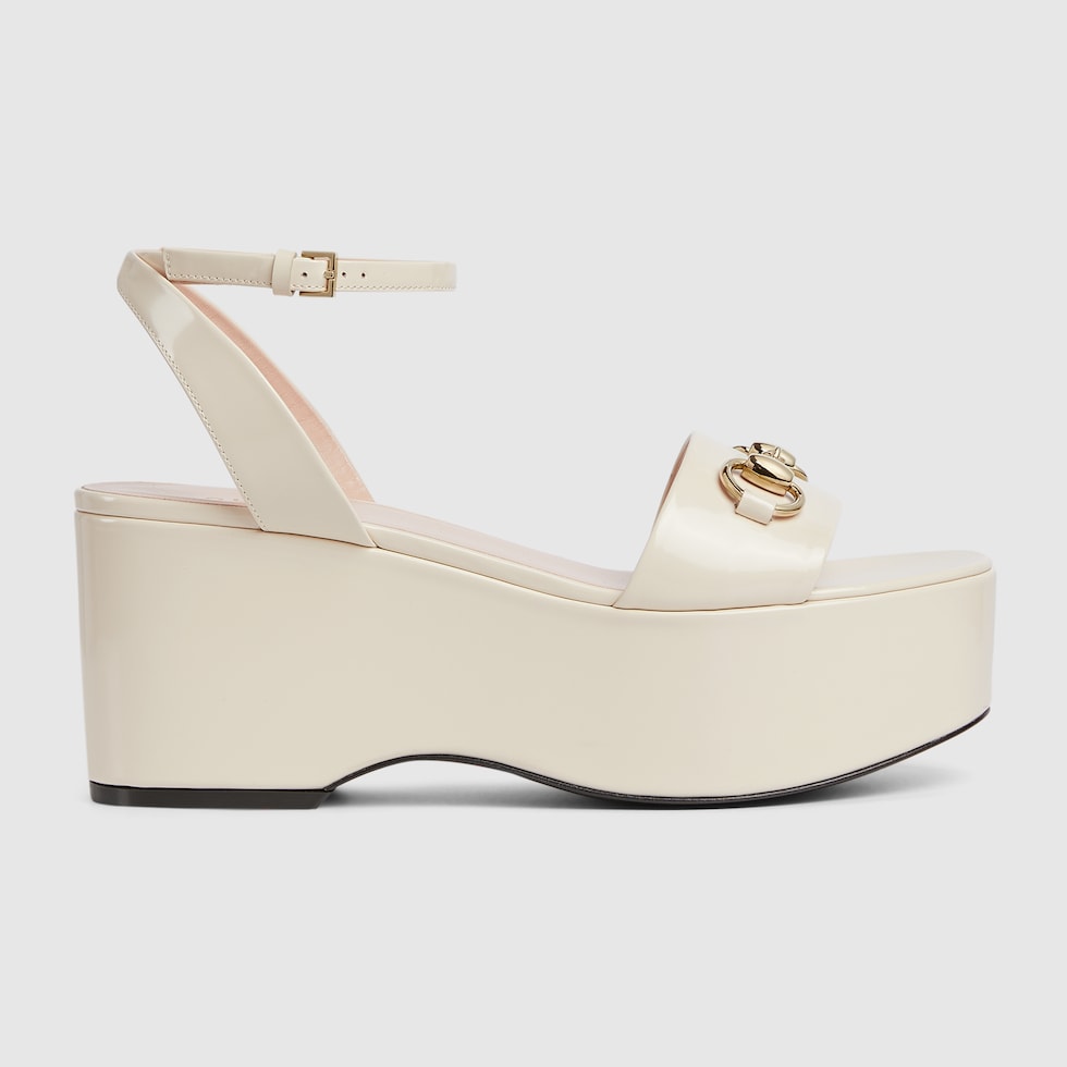 Women s Horsebit flatform sandal in white leather GUCCI Australia