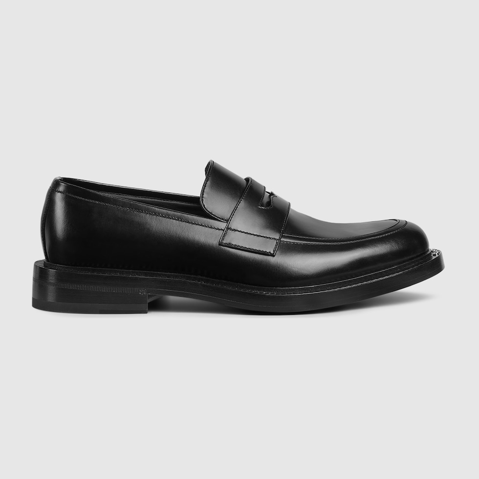 Gucci black leather loafers online