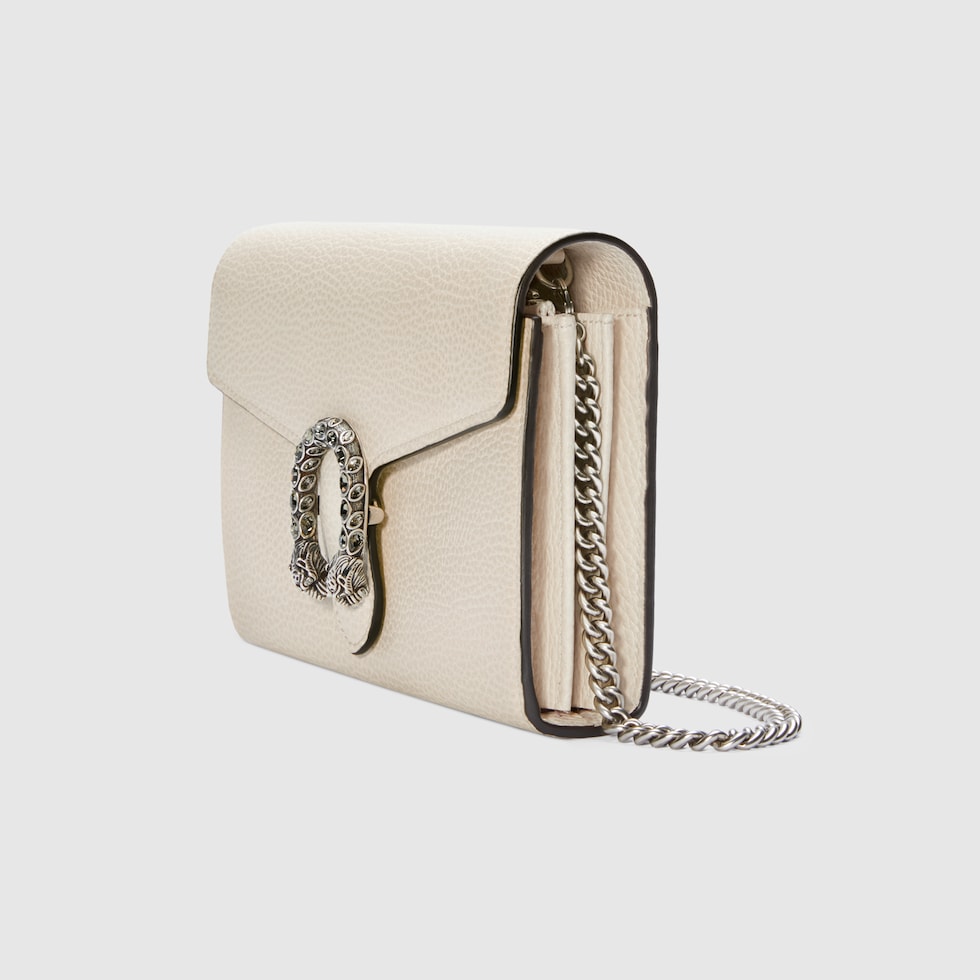 Dionysus wallet on chain in white leather | GUCCI® US