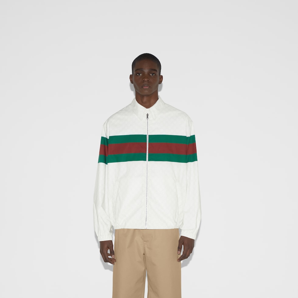 GG print cotton jacket in white | GUCCI® US