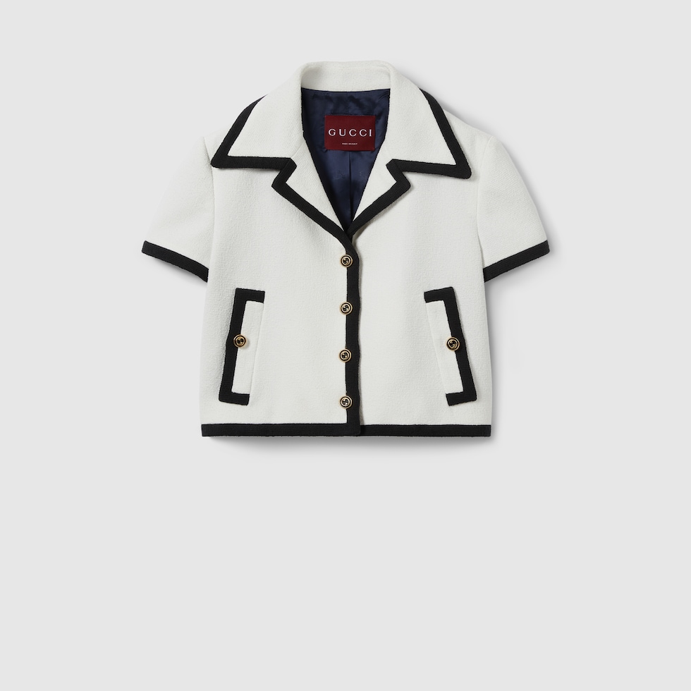 Cotton tweed jacket in off-white | GUCCI® US