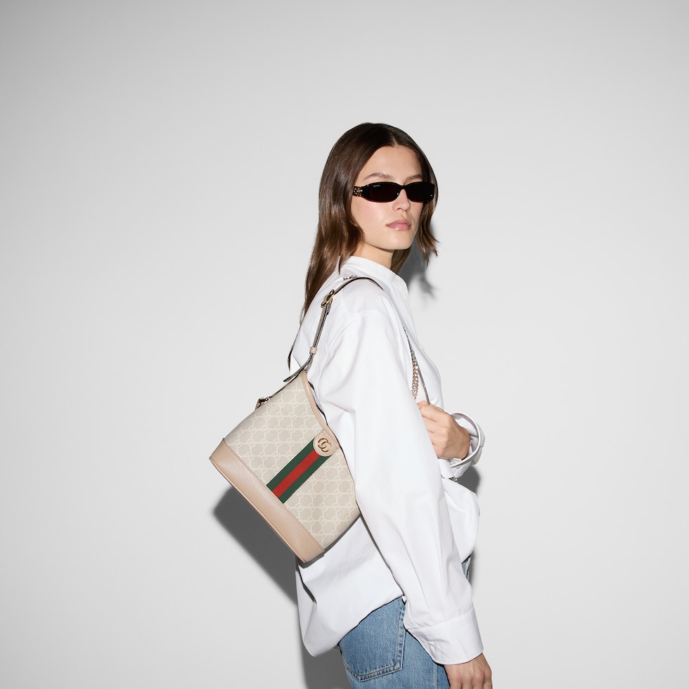 グッチ レディース ショルダーバッグ 781402 UULAG 9682 Ophidia small shoulder bag in beige and white GG Supreme