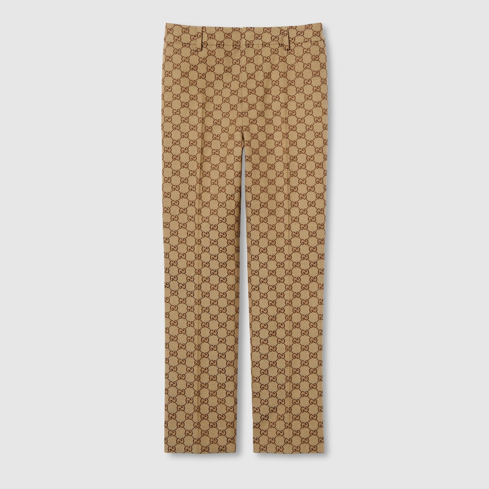 GG canvas pant in camel and ebony | GUCCI® GR