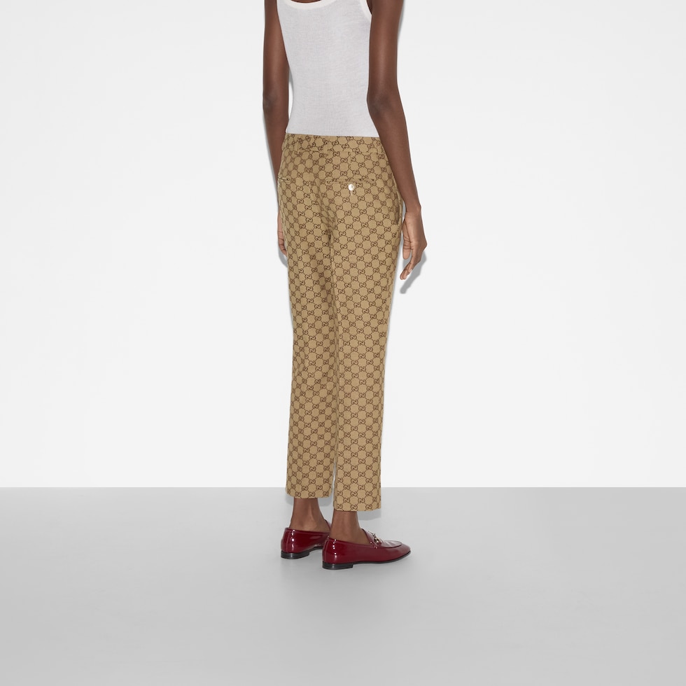 【関税＆送料込み】Gucci Gg Canvas Trousers GG linen blend canvas pant in beige and blue | GUCCI® US