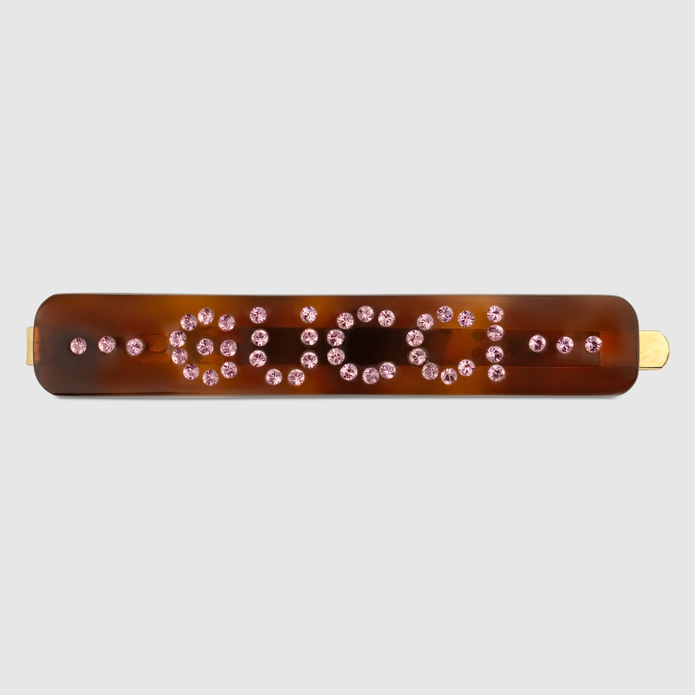 GUCCI ヘアクリップ GUCCI' hair clip with crystals in black resin | GUCCI® US
