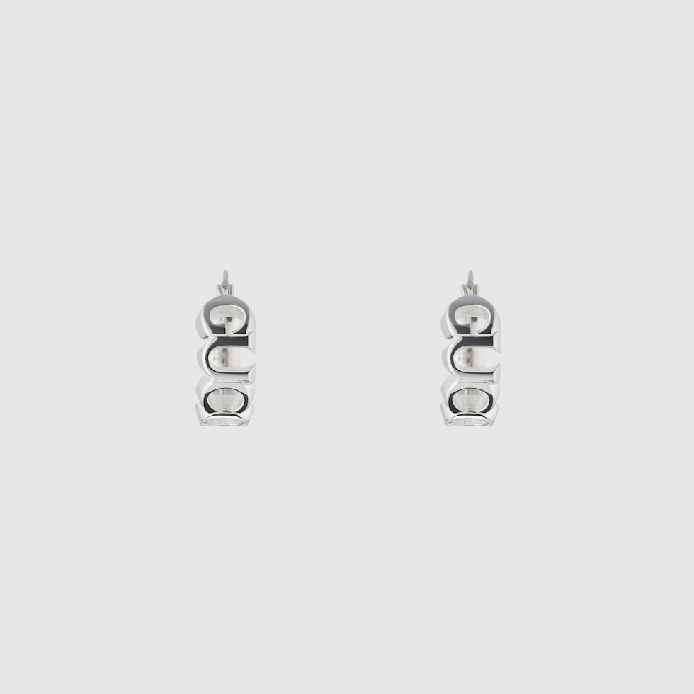 Hoop earrings with Gucci script in 925 sterling silver