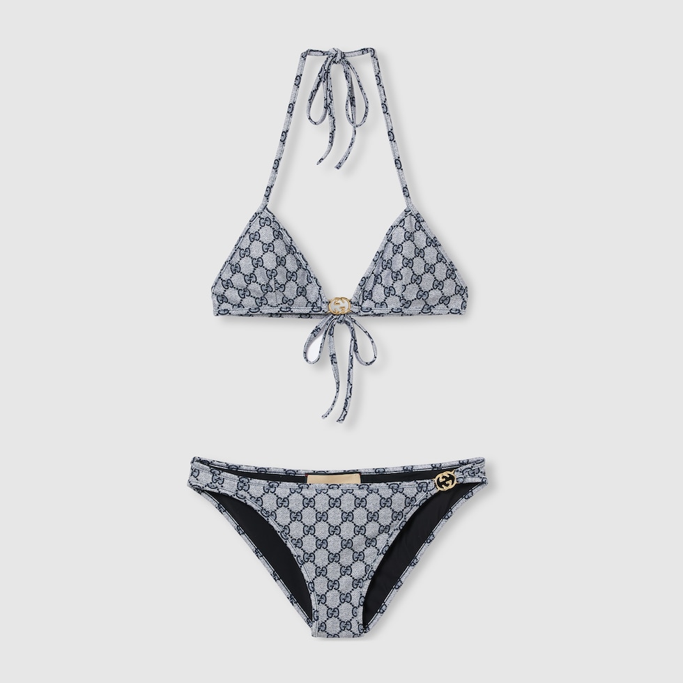 GG stretch jersey bikini in blue and white | GUCCI® US