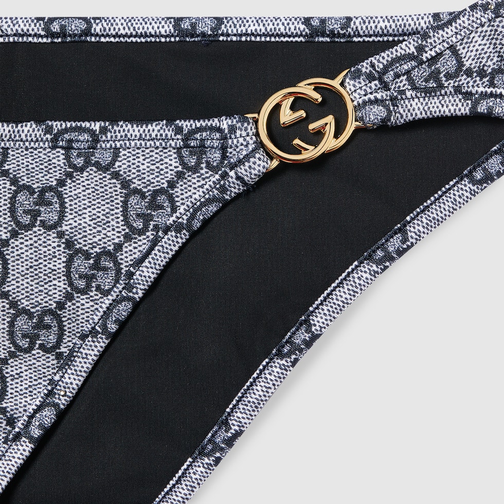 GG stretch jersey bikini in blue and white | GUCCI® US
