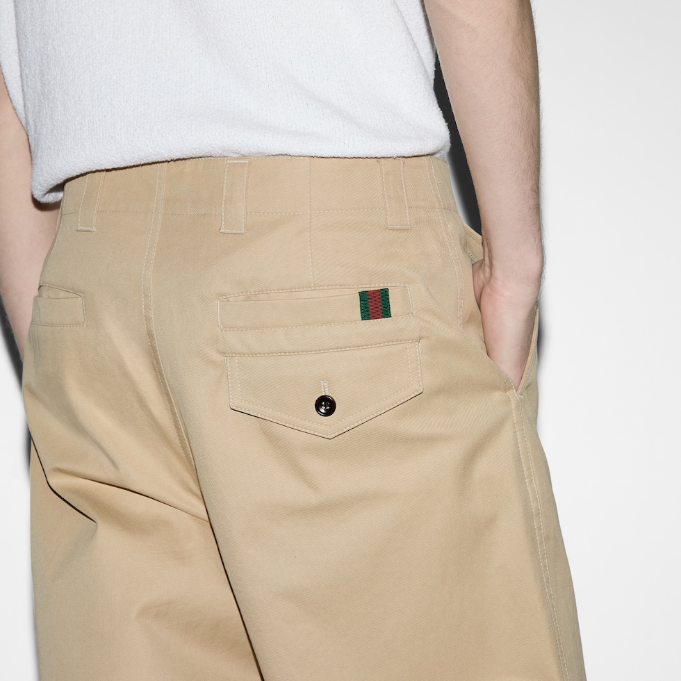 グッチ Cotton and silk tweed trousers パンツ GG silk twill pants in blue and white | GUCCI® US