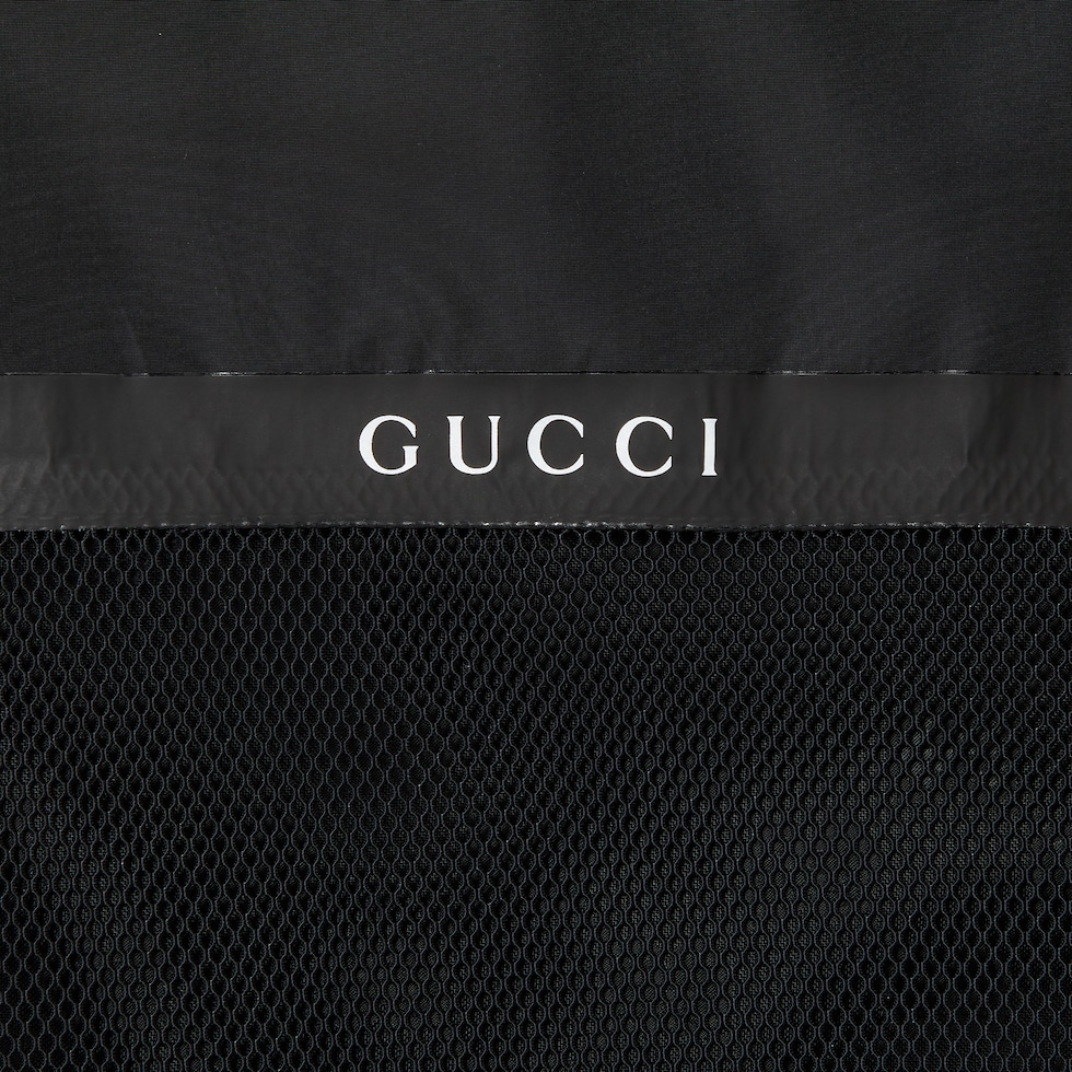 Lightweight GG nylon jacquard jacket in black | GUCCI® US