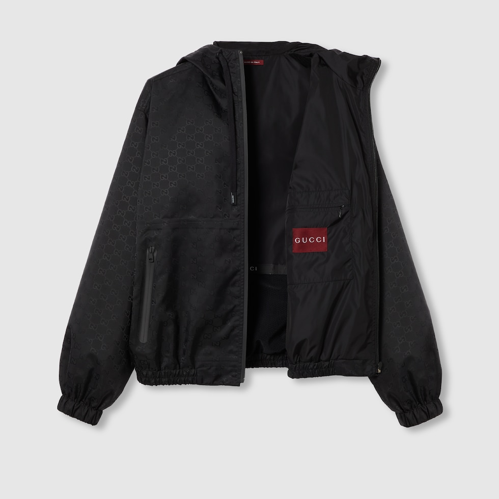 ジャケット GUCCI BLACK STRETCH POLYESTER JACKET sz 52 NEW $1500 GUCCI Men's Black VINTAGE 80'S GG LOGO Nylon