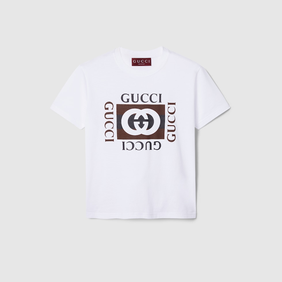 Children's printed cotton T-shirt in dark blue | GUCCI® AE