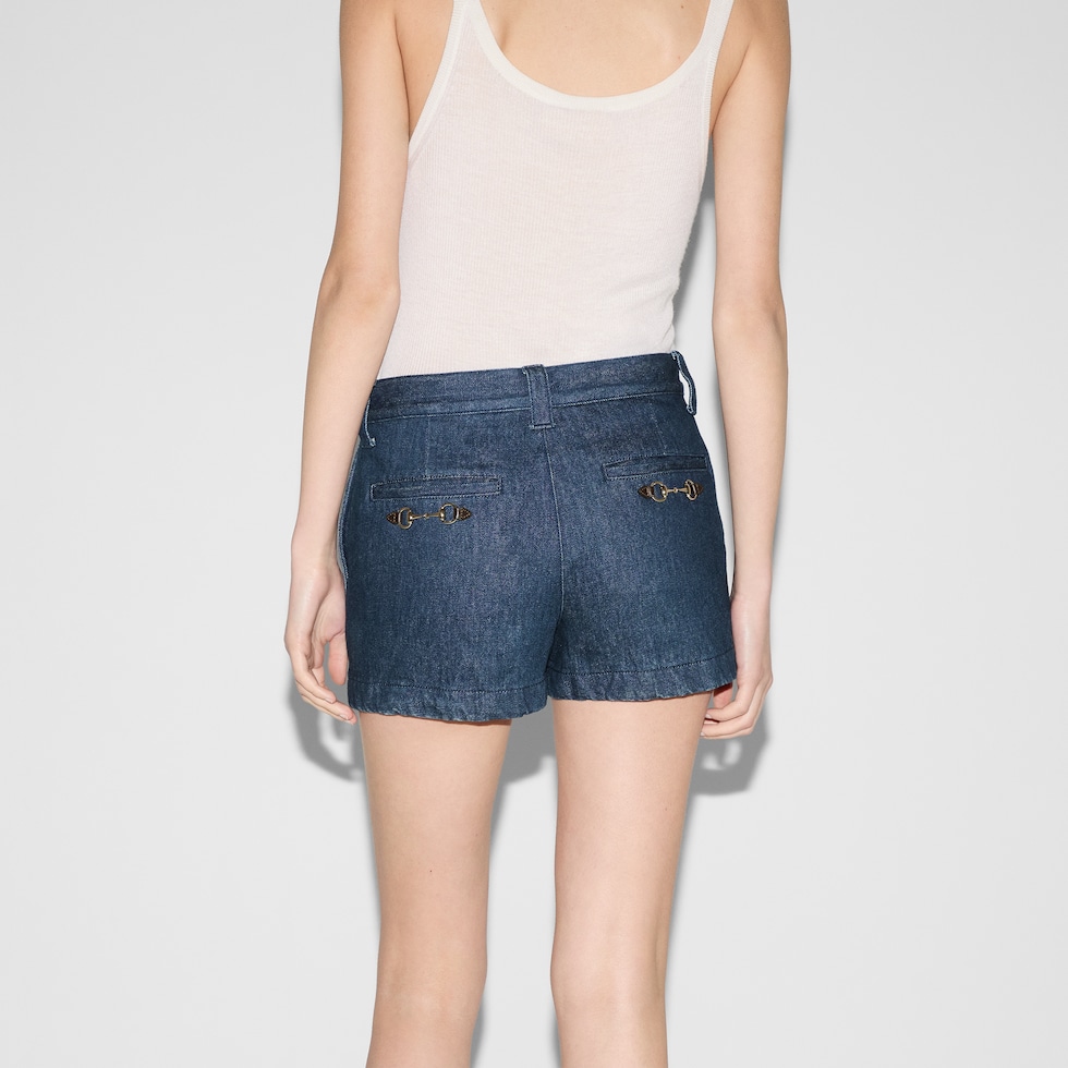 INDIGO LOW-WAIST DENIM SHORTS