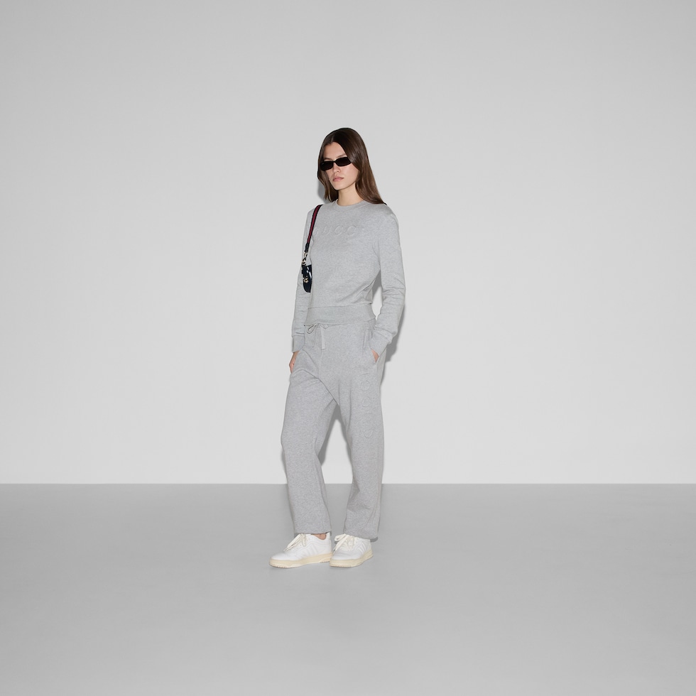 パンツ GUCCI Women Straight Pants 828769Z7AO2 1505 GREY Cotton jersey jogging pants in grey | GUCCI® US