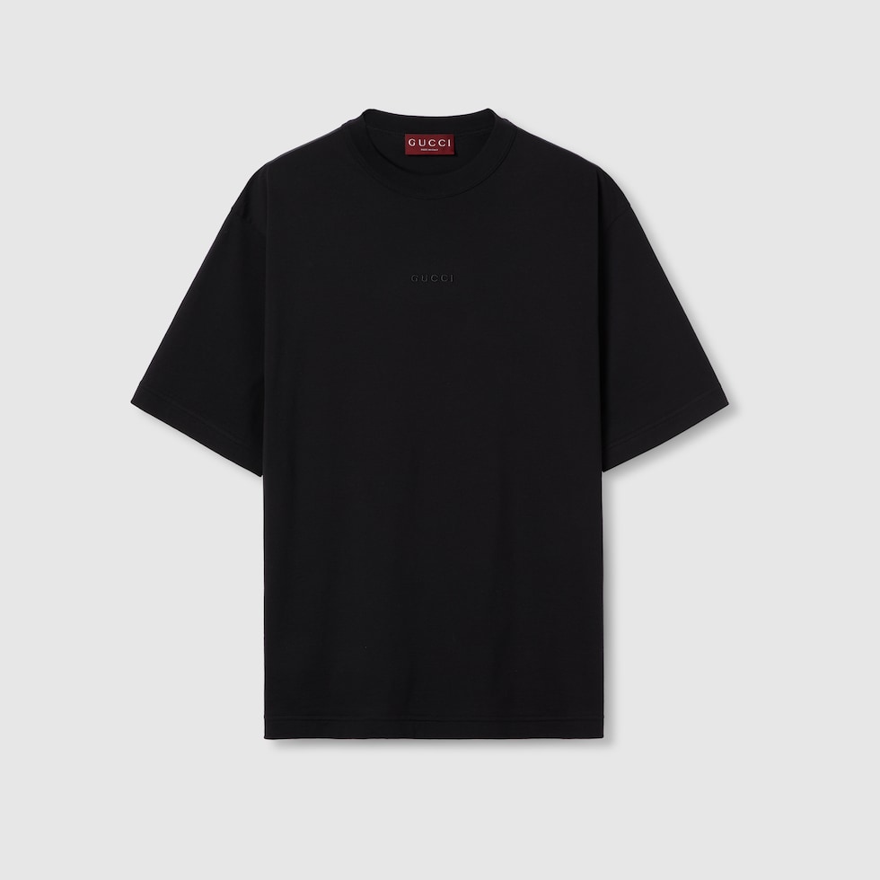 Tシャツ・カットソー GUCCI COTTON SHIRT WITH GUCCI EMBROIDERY (770291 ZAPC54544) Cotton jersey T-shirt with embroidery in white | GUCCI® US