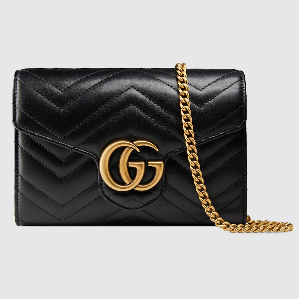 GUCCIグッチ　GG MARMONTマーモント　財布 GGマーモント〕チェーンウォレットブラック レザー | GUCCI® JP