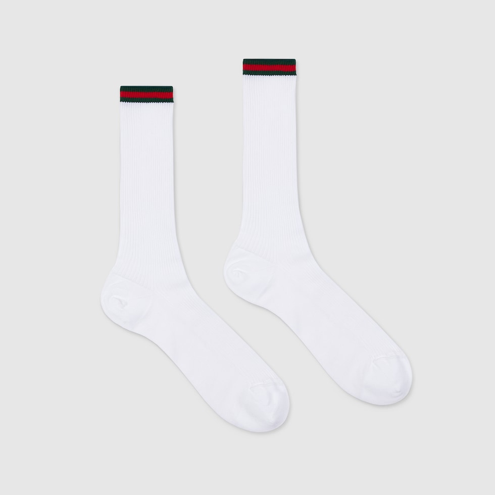 Cotton blend socks with Web in white | GUCCI® US