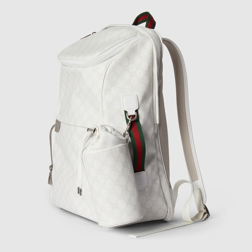 Large backpack with Web detail in white GG Supreme | GUCCI® US