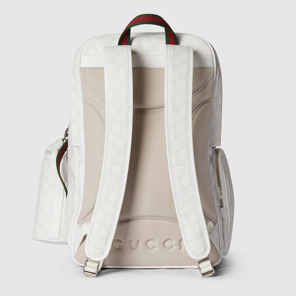 Large backpack with Web detail in white GG Supreme | GUCCI® US