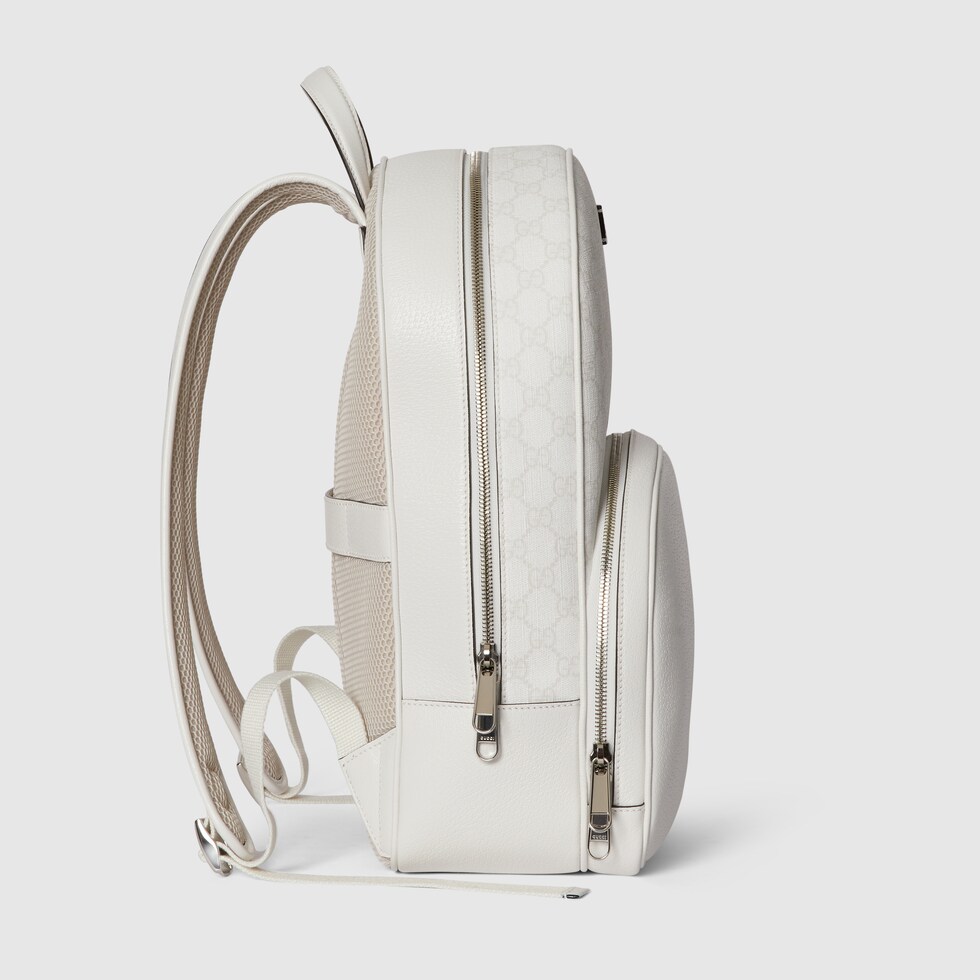 Medium GG backpack with tag in white Supreme | GUCCI® US