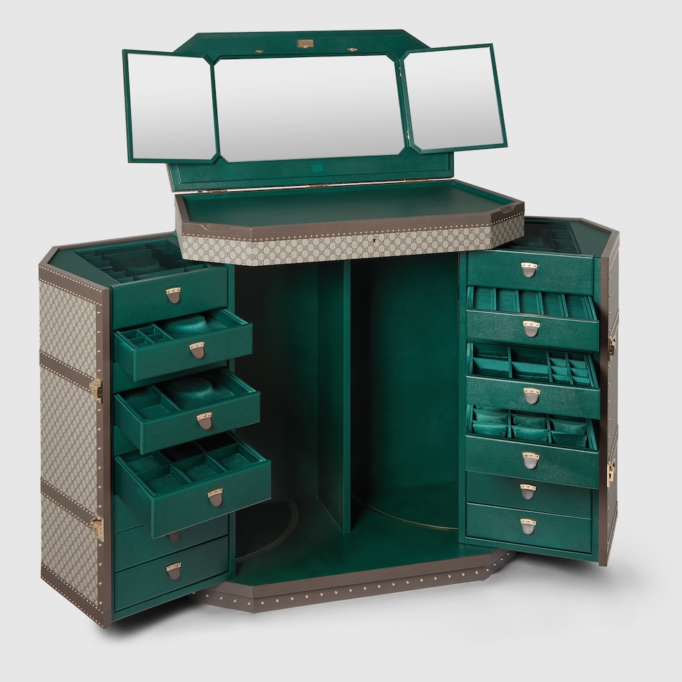 GG Supreme Jewelry Trunk in beige and ebony GG Supreme | GUCCI® US