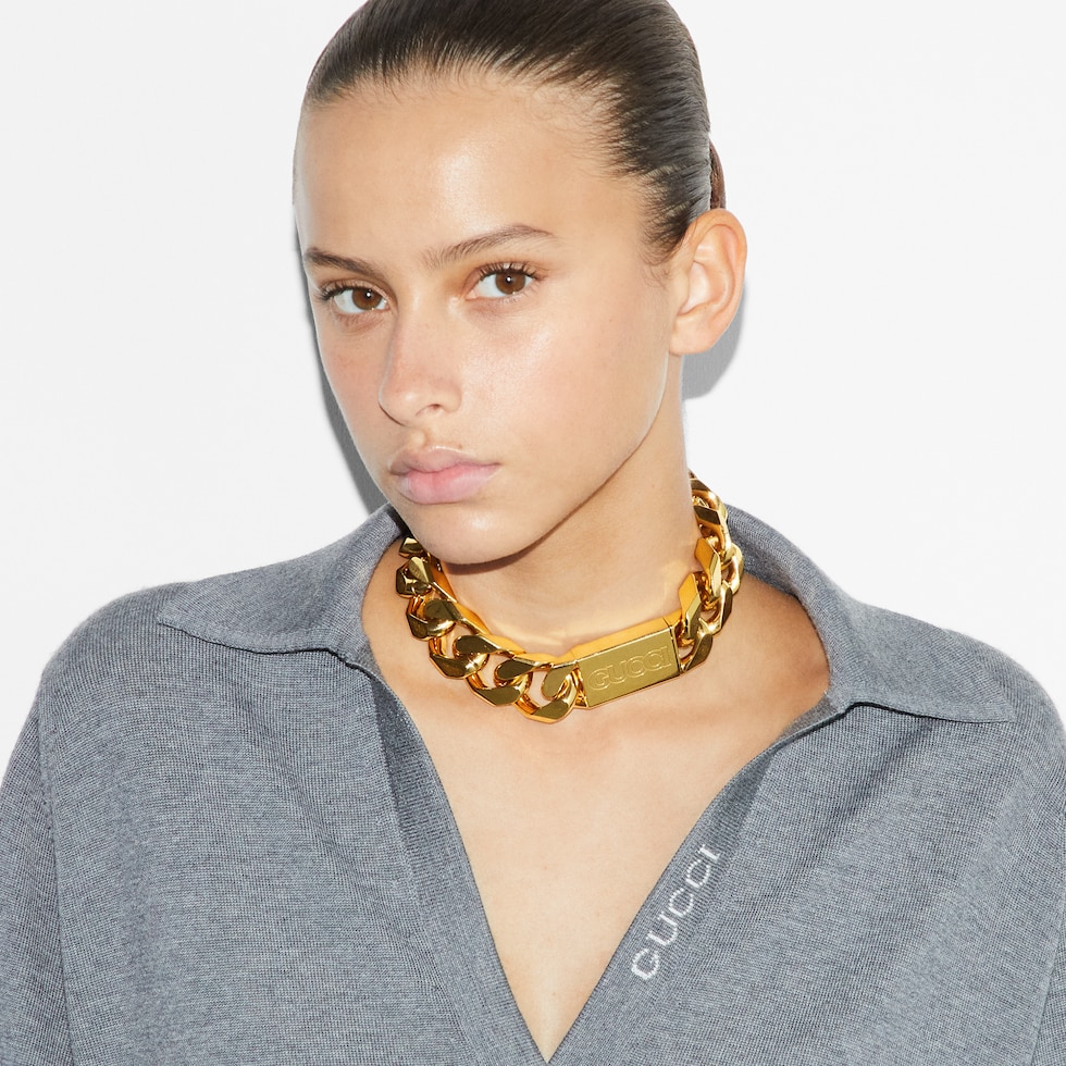 GUCCI Chain Necklace With Script Tag