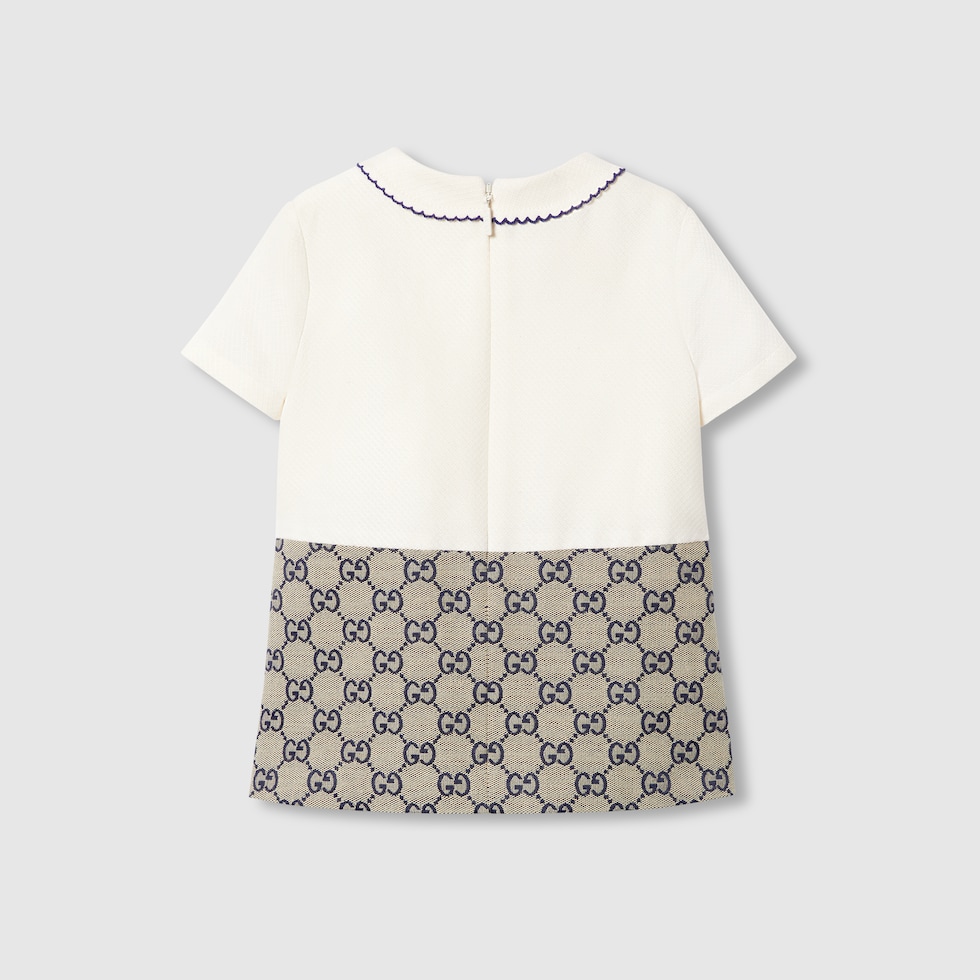 GUCCI ベビーワンピース 18M/24M Baby cotton jersey one-piece with Web in dark blue | GUCCI® US
