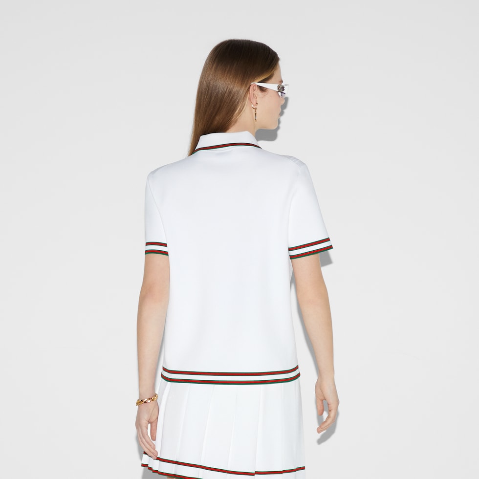 Stretch viscose polo top in ivory | GUCCI® US Stretch viscose polo top in ivory | GUCCI® US