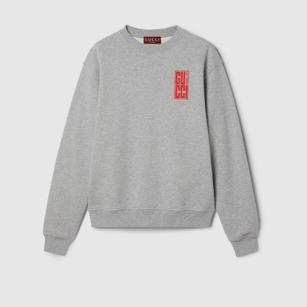 Cotton jersey sweatshirt in grey GUCCI Canada