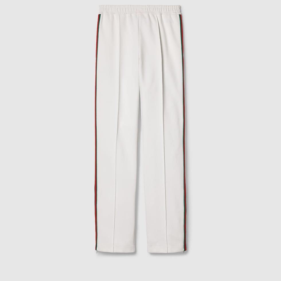 Jersey drill jogging pants with Web in off white | GUCCI® US 