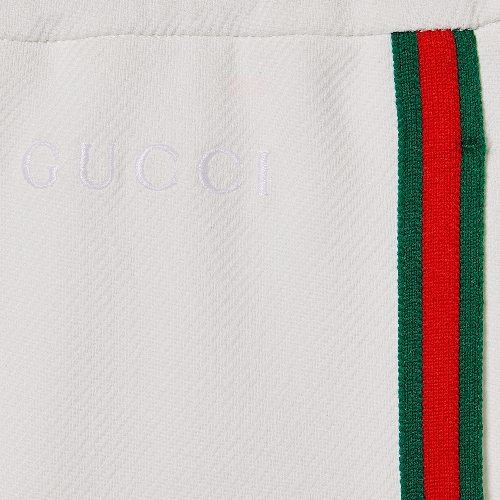 Jersey drill jogging pants with Web in off white | GUCCI® US 