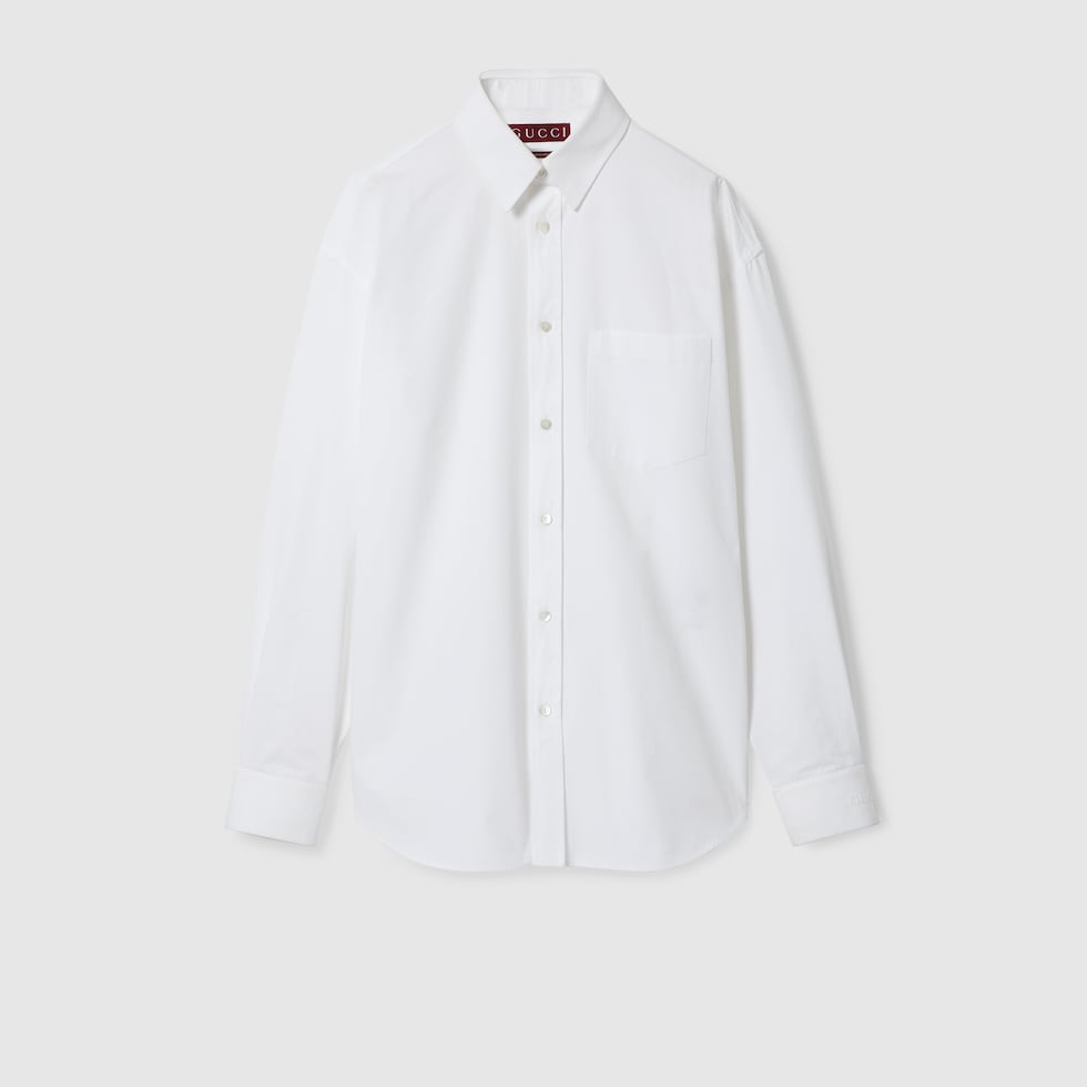 Camicia in popeline di cotone con dettaglio Gucci in bianco GUCCI Italia
