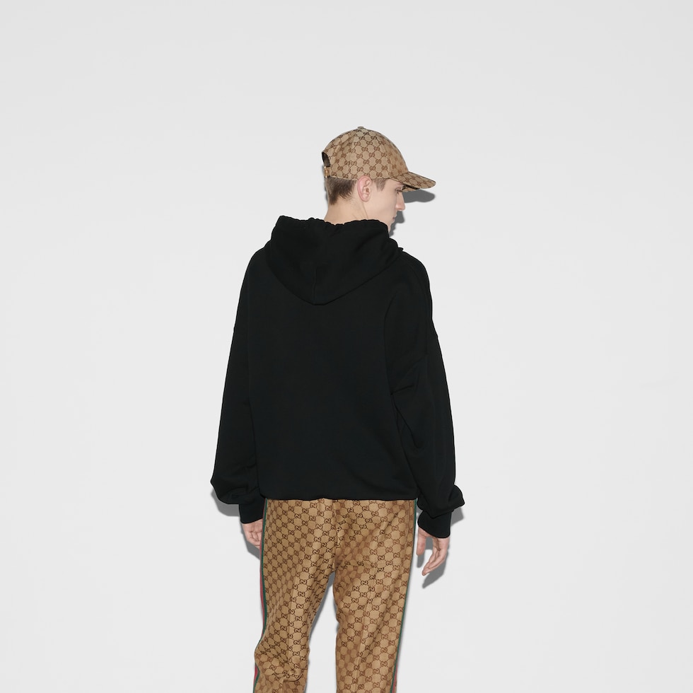 パーカー・フーディ GUCCI FW25 Black tech jersey sweatshirt (787939XJG9Z 1043) Cotton jersey hooded sweatshirt in black | GUCCI® CA