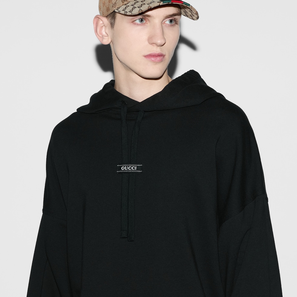 スウェット・トレーナー GUCCI Cotton jersey hooded sweatshirt Cotton jersey hooded sweatshirt in black | GUCCI® CA