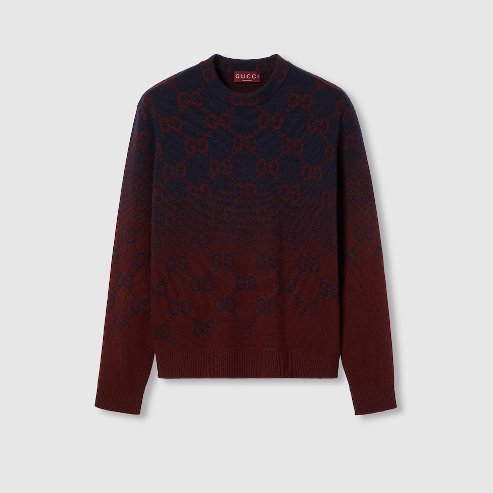 Gucci Blue Crew Neck Wolf Sweater Shirt Size L / 40R U.S.
