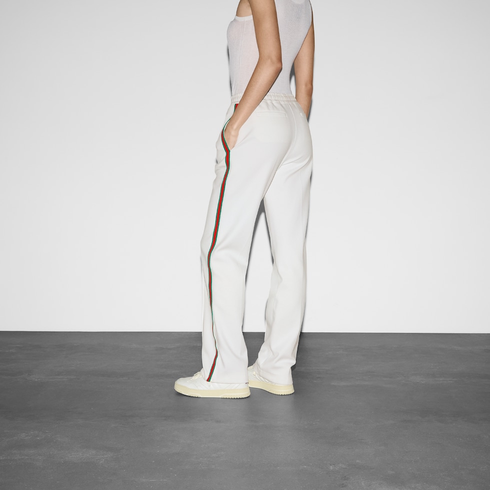 Jersey drill jogging pants with Web in off white | GUCCI® US 