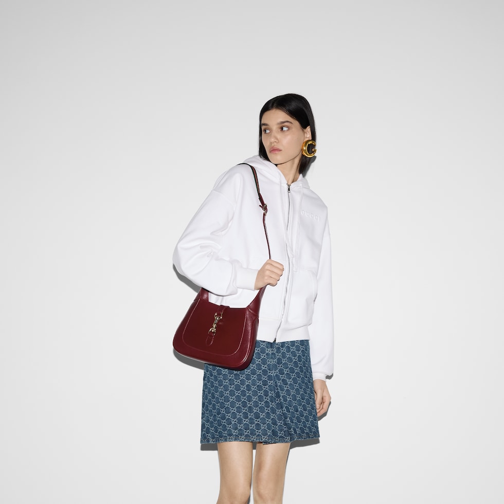 Felted cotton jersey zip jacket in white | GUCCI® US