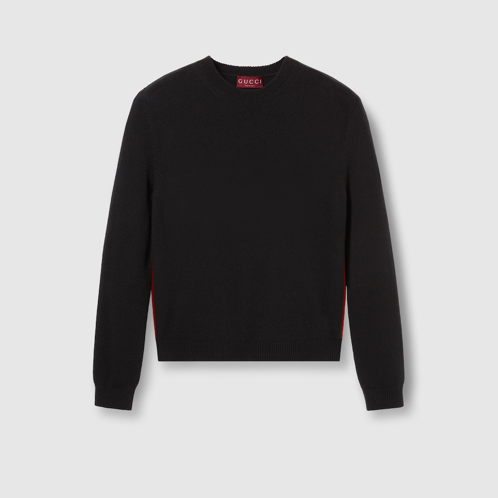 スウェット・トレーナー GUCCI PULLOVER IN LANA E CASHMERE CON LOGO Fine cashmere sweater with intarsia in grey | GUCCI® US