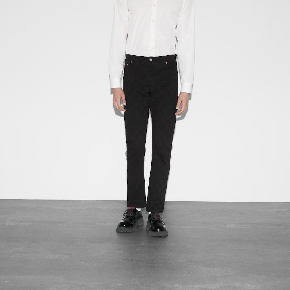 GG denim jacquard pant in black | GUCCI® US