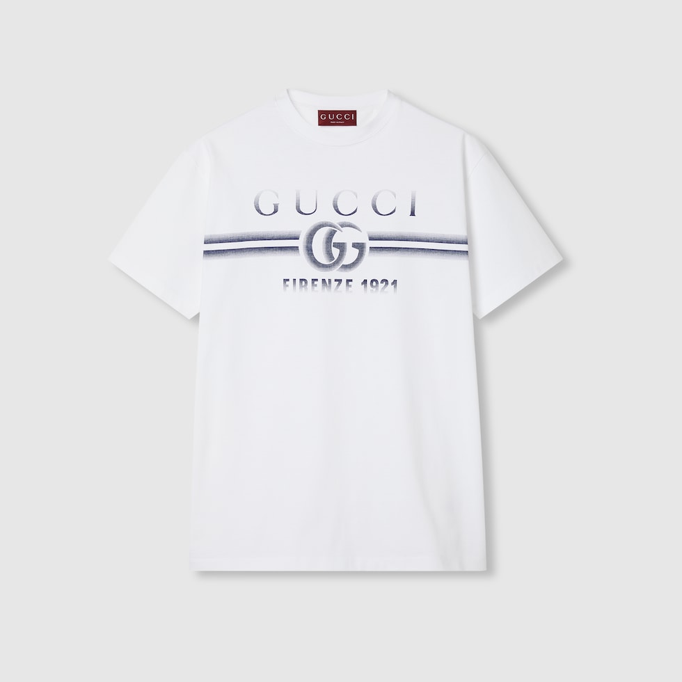 オンライン限定 GUCCI”プリント コットンジャージー Tシャツホワイト