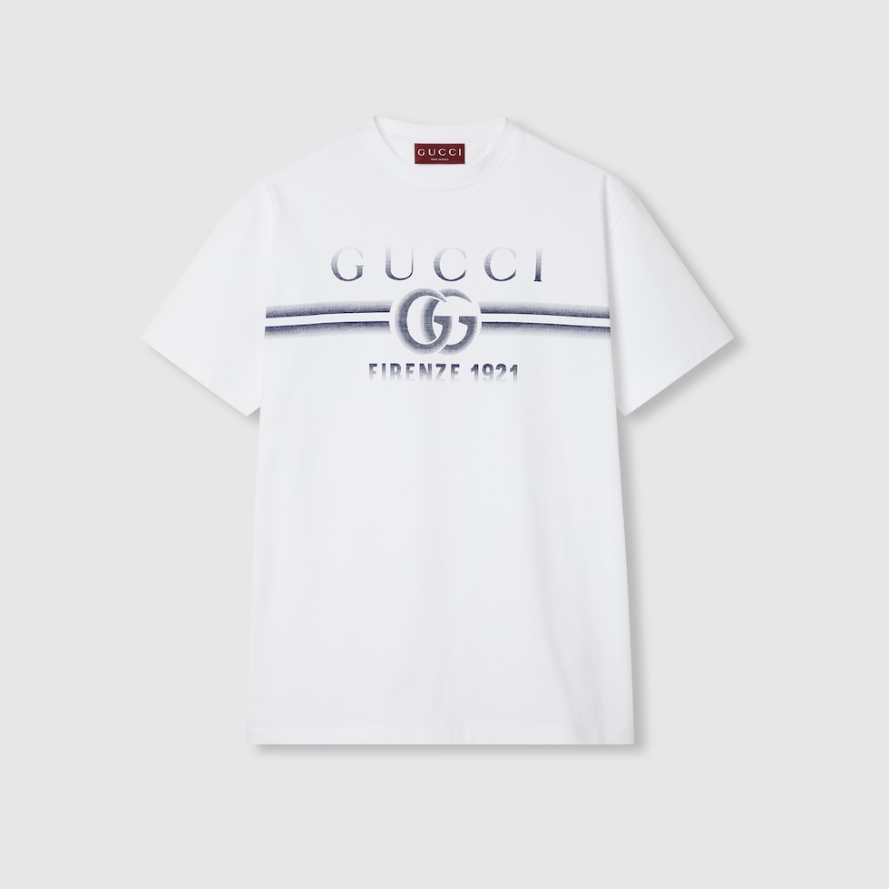 Children's cotton T-shirt with Gucci logo in white cotton