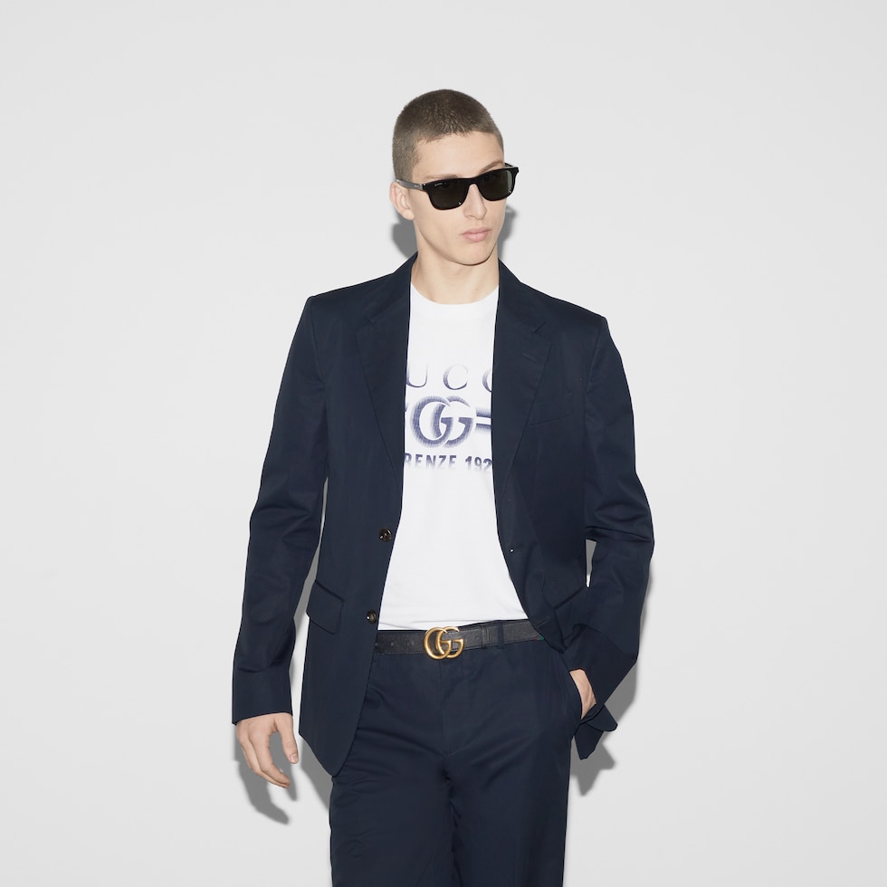 Cotton jersey T-shirt with Gucci print in white | GUCCI® US