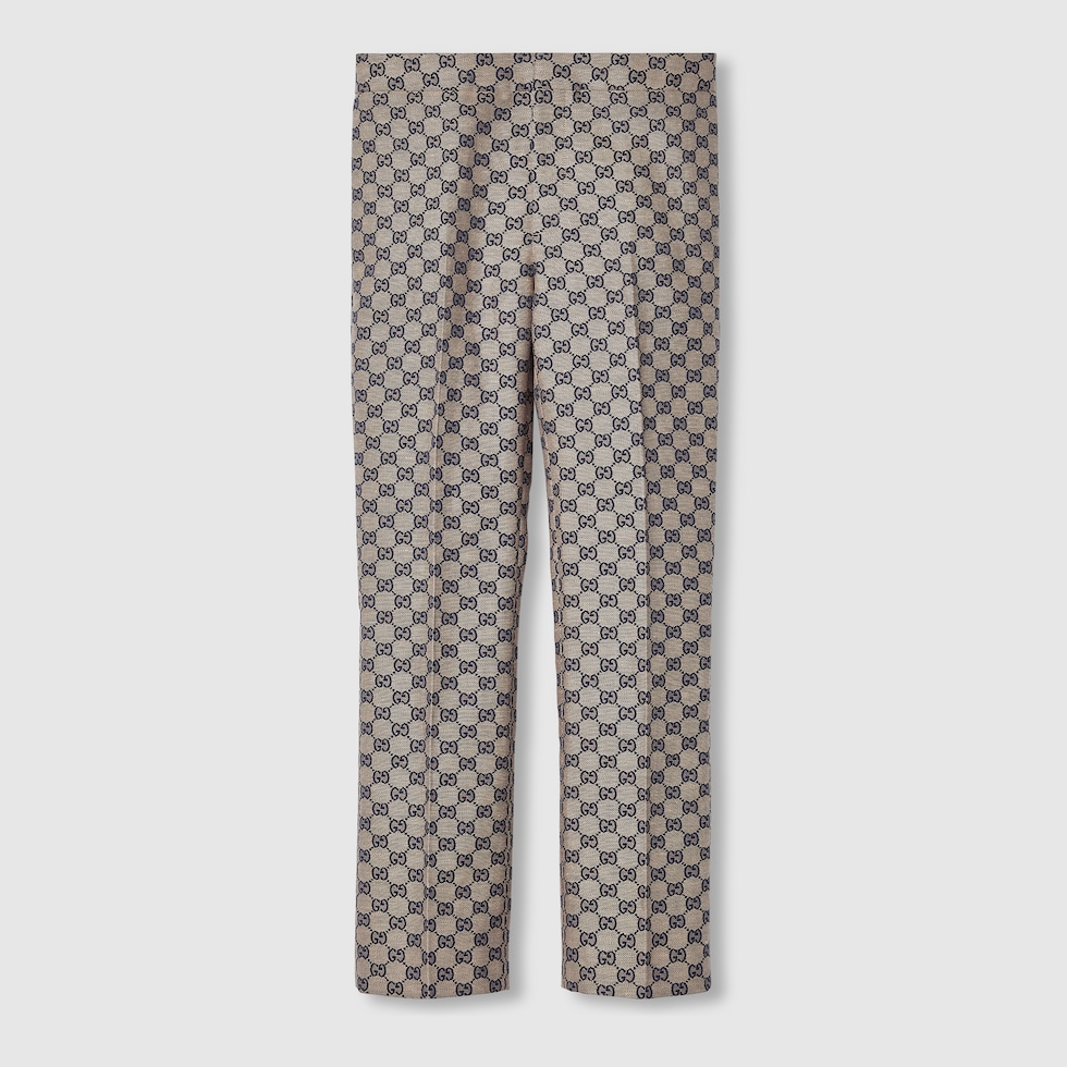 【関税&送料込】Gucci Printed Twill Pant GG silk twill pants in blue and white | GUCCI® US