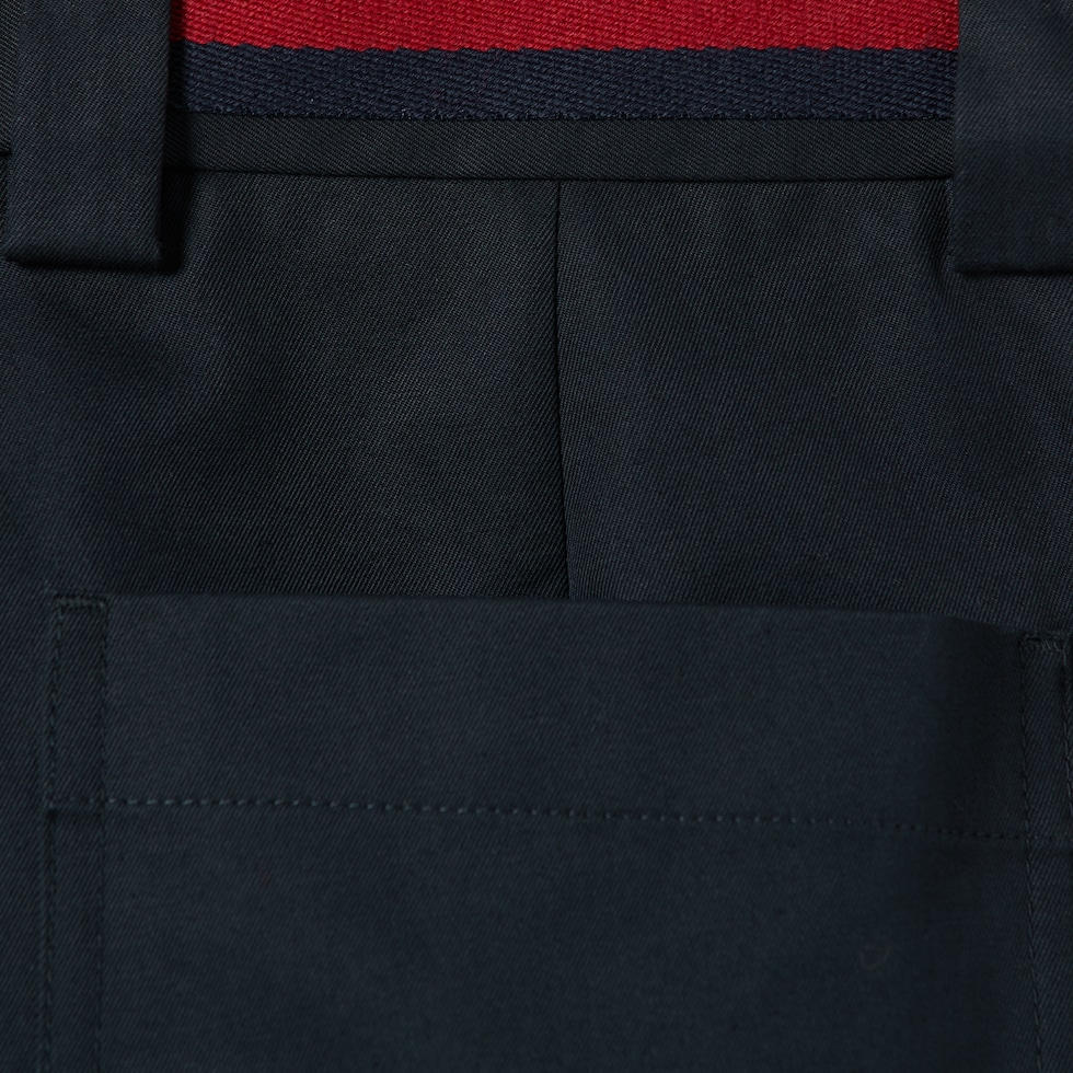 Double cotton twill short with Web in dark blue | GUCCI® US Double cotton twill short with Web in dark blue | GUCCI® US